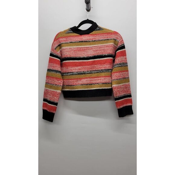 BP Crop Cardigan Black Marl Stripe Sweater Button Front - Picture 3 of 4